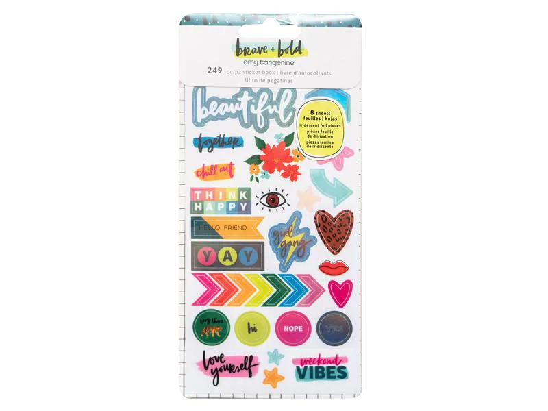 American Crafts Stickerbuch Bold + Brave 249 Stück, Mehrfarbig