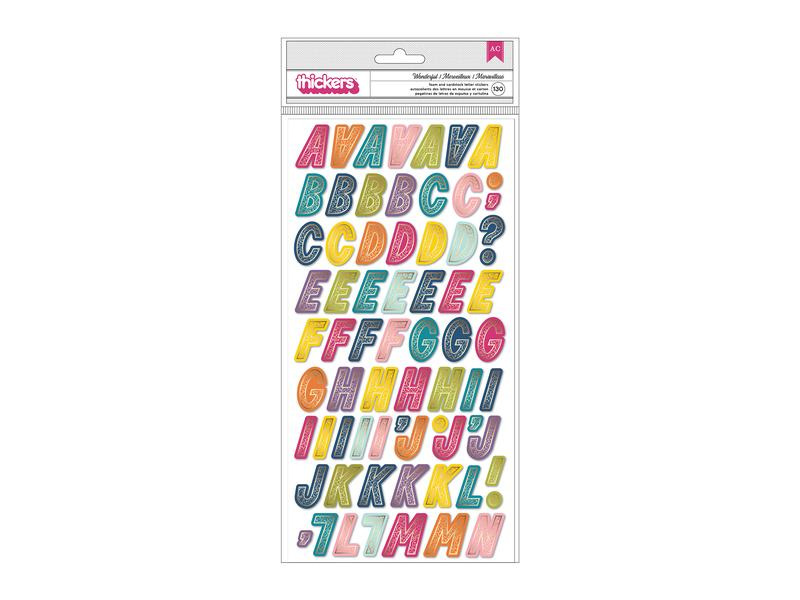 American Crafts 3D-Sticker Alphabet 130 Stück