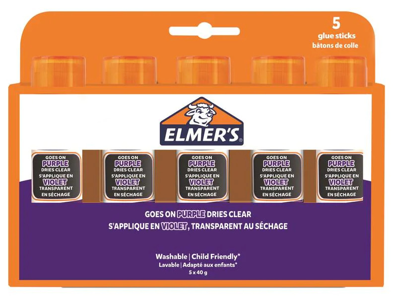 Elmers Klebestift-Set Disappearing 40 g à 5 Stück, Violett