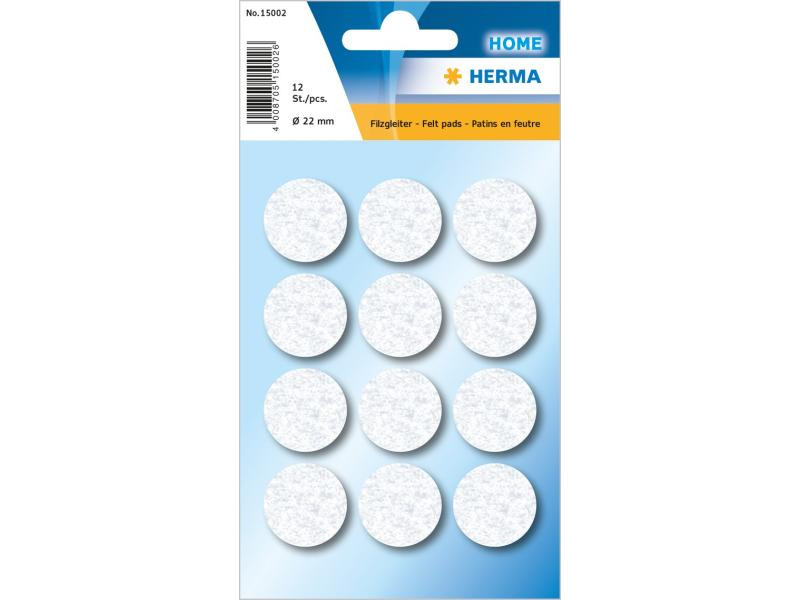 Herma Stickers Filzgleiter Ø 22 mm, Weiss, 12 Stück