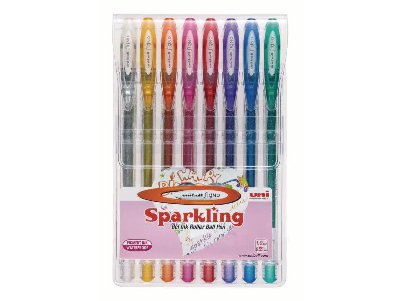 Uni Gelschreiber Uniball Signo Gel-Ink Sparkling 1 mm, 8 Stück