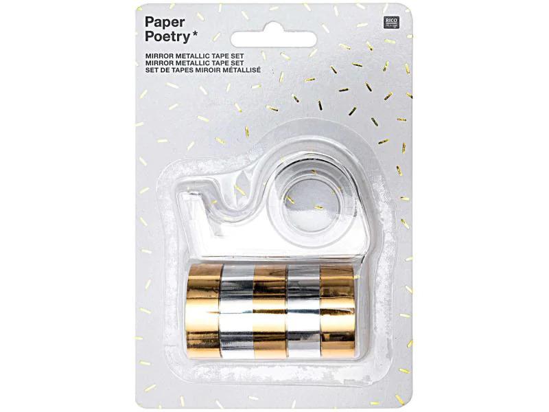 Rico Design Washi Tape Mirror Metallic Tape Set 6 Rollen, Gold/Silber