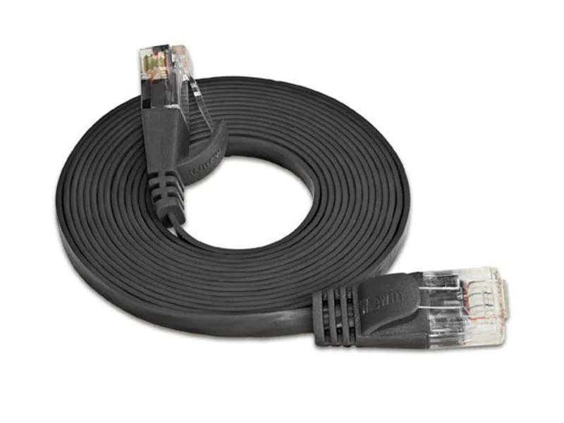 SLIM Slimpatchkabel RJ-45 - RJ-45, Cat 6, UTP, 0.1 m, Schwarz