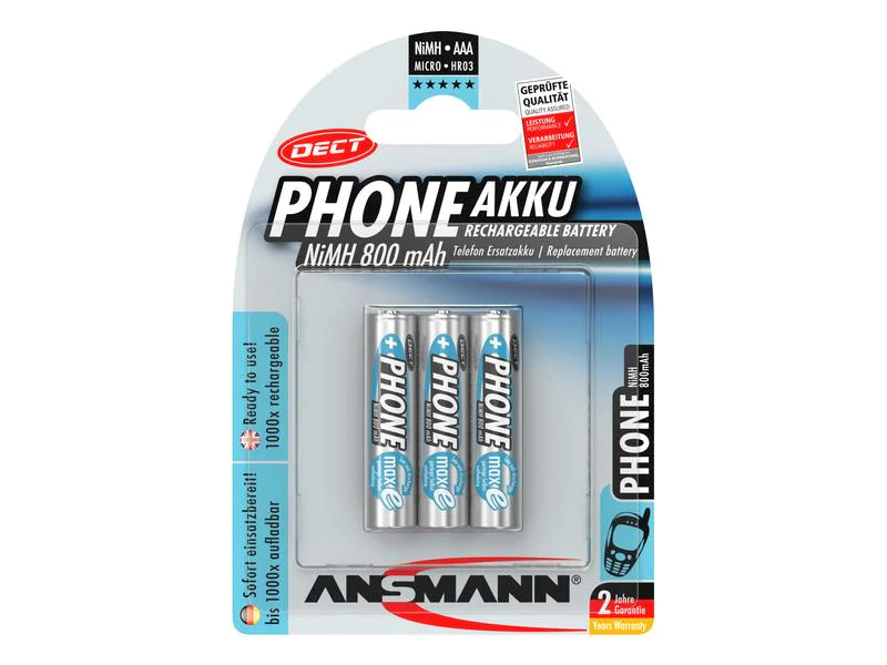 Ansmann Akku 3x AAA 800 mAh für DECT-Phones