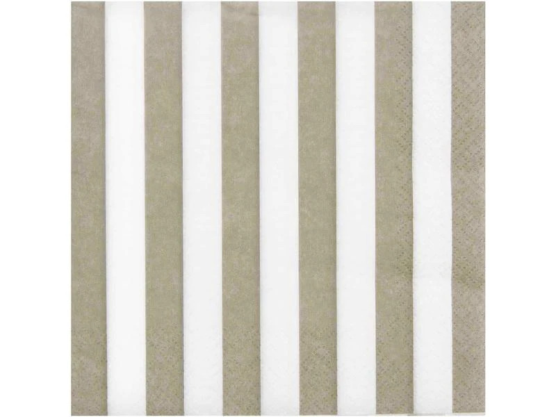 Rico Design Papierservietten Gestreift 33 x 33 cm, 20 Stück, Beige/Weiss