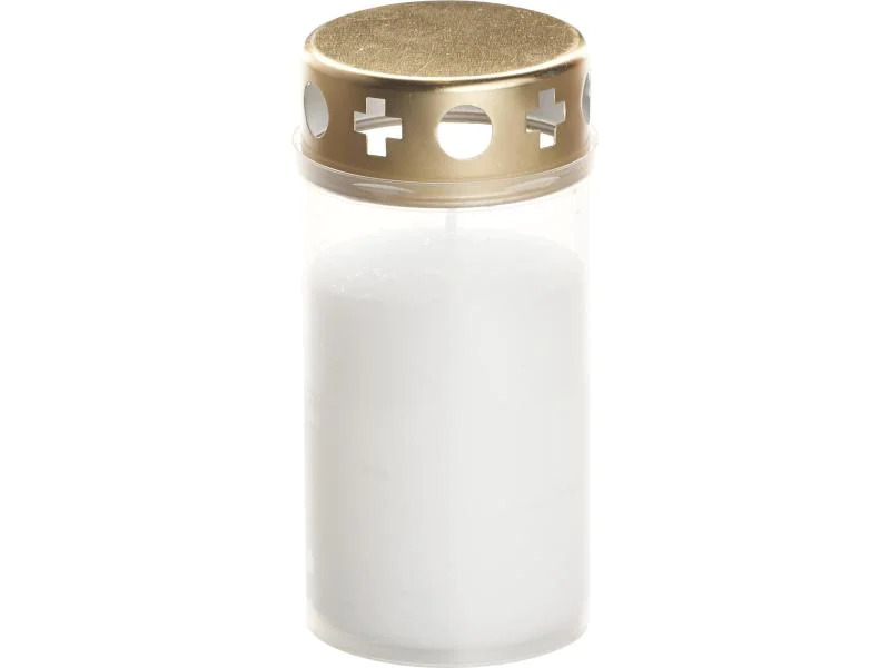 balthasar Grabkerze Weiss mit Deckel