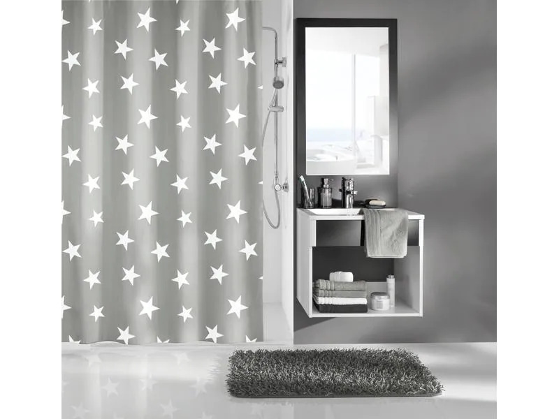 Kleine Wolke Duschvorhang Nova 180 x 180 cm , Grau/Weiss