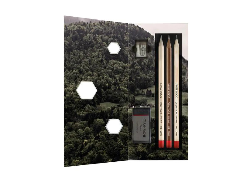 Caran d'Ache Bleistift Swiss Wood HB, 3er Set