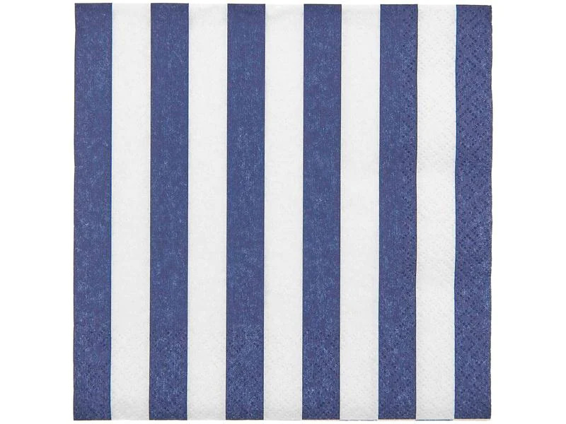 Rico Design Papierservietten Gestreift 33 x 33 cm, 20 Stück, Blau/Weiss