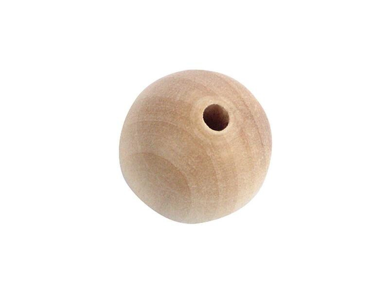 Rico Design Holzperlen Gebohrt 30 mm Nature, 12 Stück