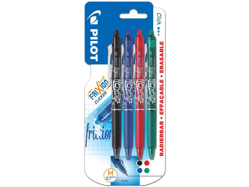 Pilot Rollerball FriXion Clicker 0.7 mm, Mehrfarbig, 4 Stück