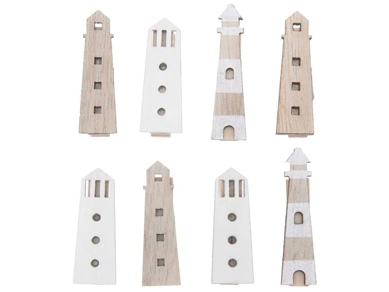 Rico Design Dekoklammer Leuchtturm natur 8 Stück