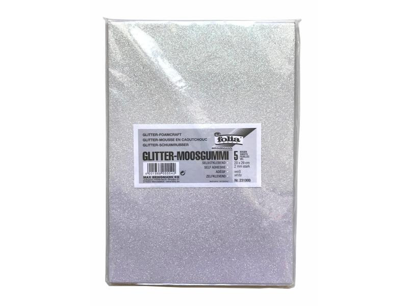 Folia Moosgummi-Set Glitter 5 Stück, Silber