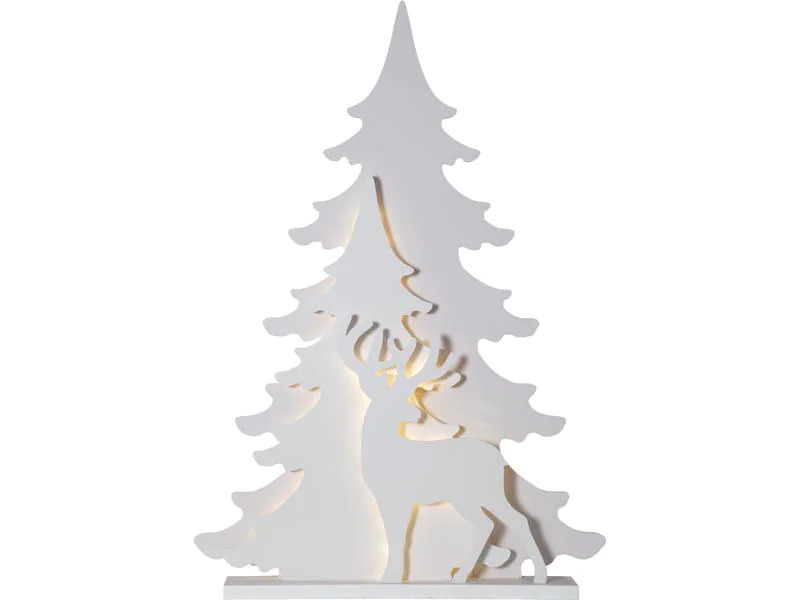Star Trading Tischdeko Grandy, 110 cm, 56 LED, Holz, Weiss