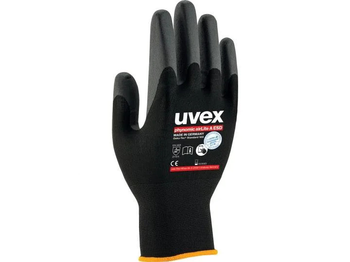 uvex Schutzhandschuh Phynomic AirLite A ESD 6, Schwarz, 1 Paar