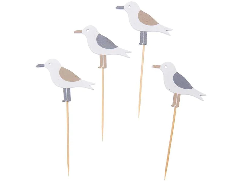 Rico Design Einweg-Party-Piekser Möwen 4 Stück Weiss