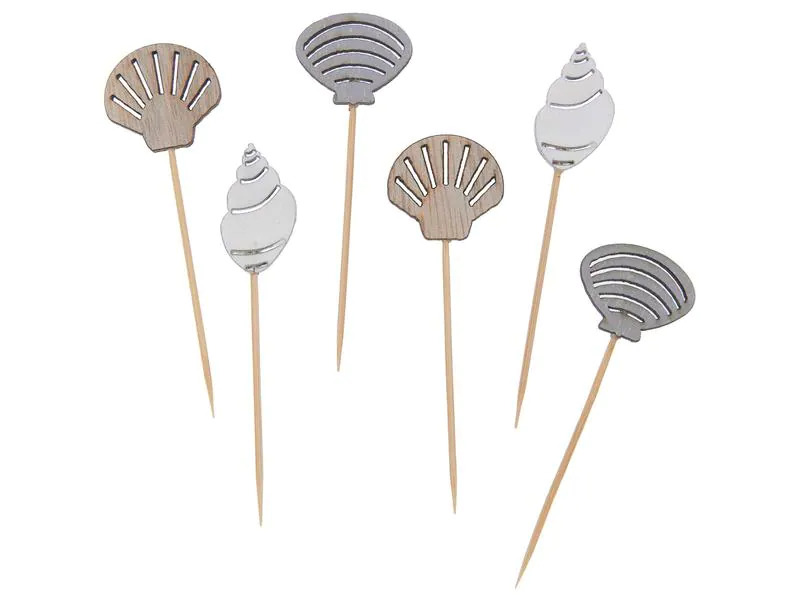 Rico Design Einweg-Party-Piekser Muscheln 6 Stück Weiss