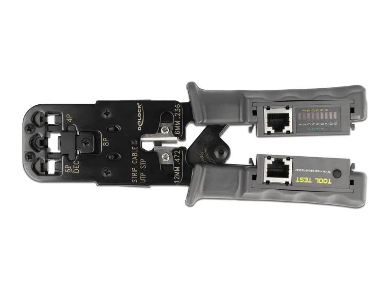 Delock Crimpzange mit Abisolierer und Netzwerktester