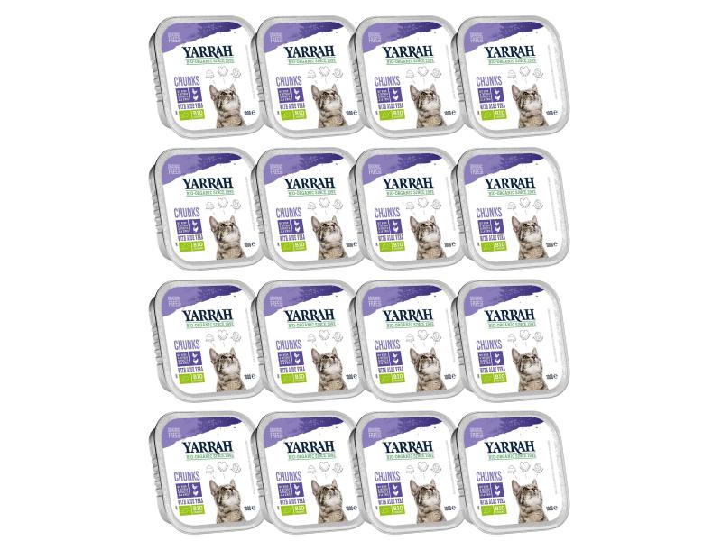 Yarrah Bio-Nassfutter Chunks mit Huhn &amp; Truthahn, 16 x 100 g