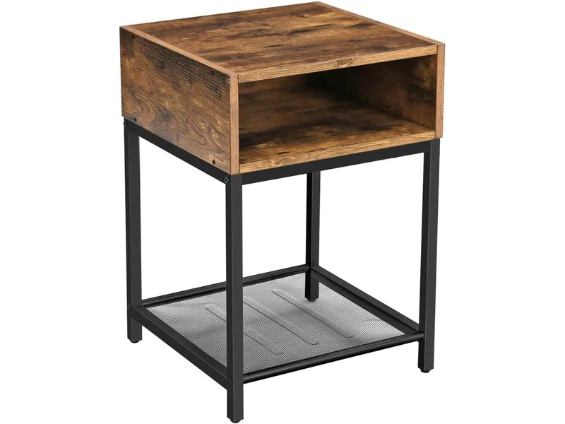 VASAGLE Beistelltisch mit offenem Fach 40 x 58 cm, Braun/Schwarz