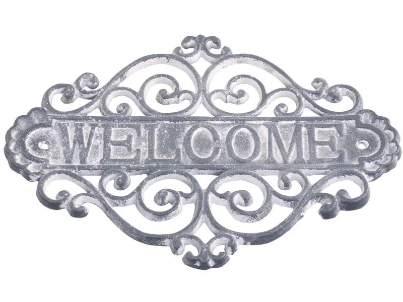 Chic Antique Schild Welcome 20 x 28 cm, Grau