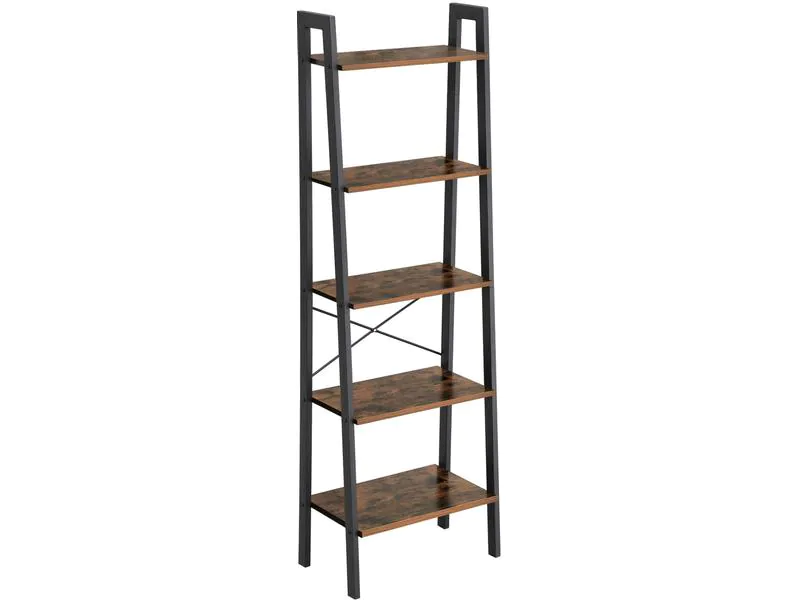 VASAGLE Regal mit 5 Ebenen 56 x 172 cm, Braun/Schwarz