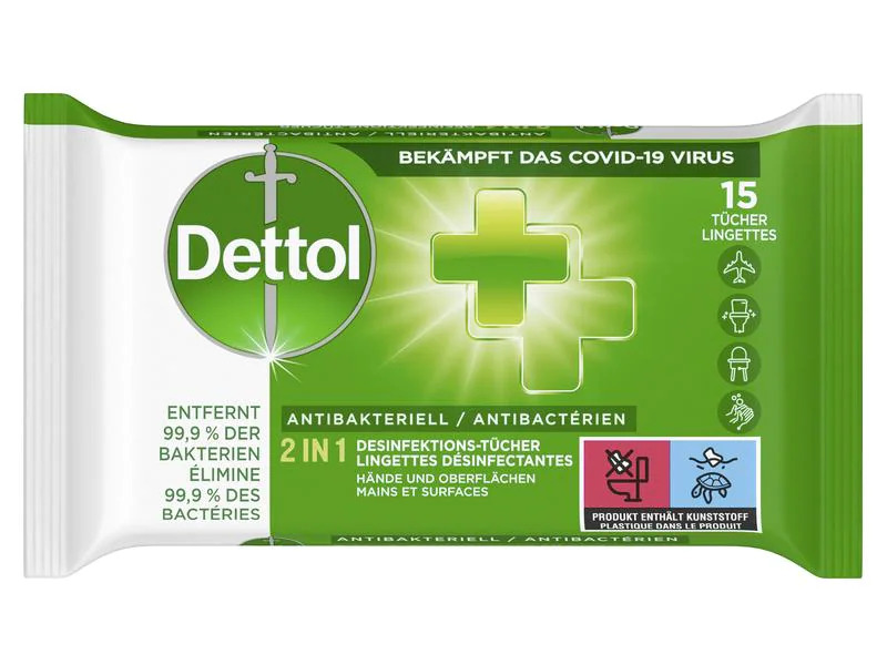 Dettol Desinfektionstücher 2 in 1 15 Stück