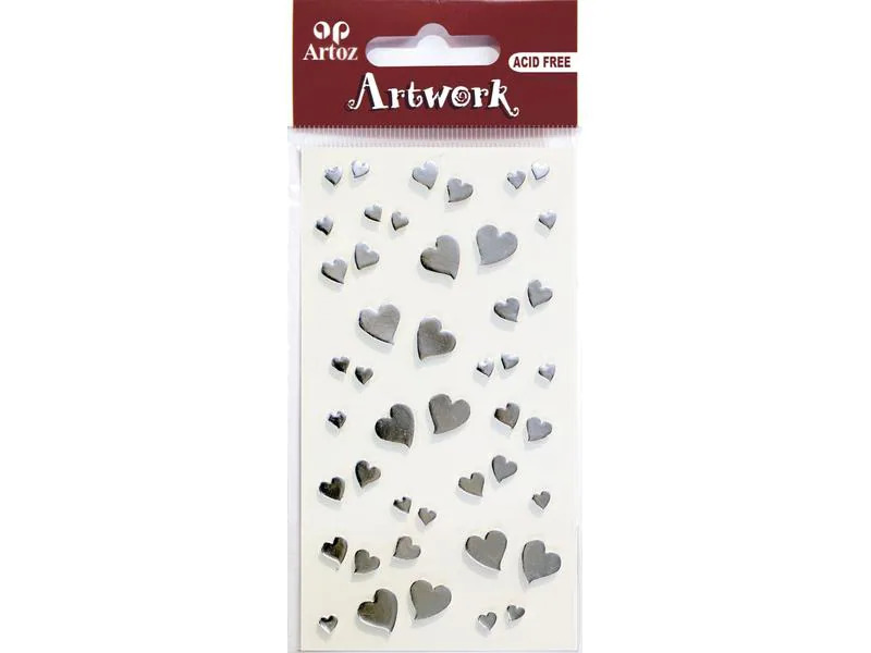 Artoz Motivsticker Herzen 1 Blatt, Silber