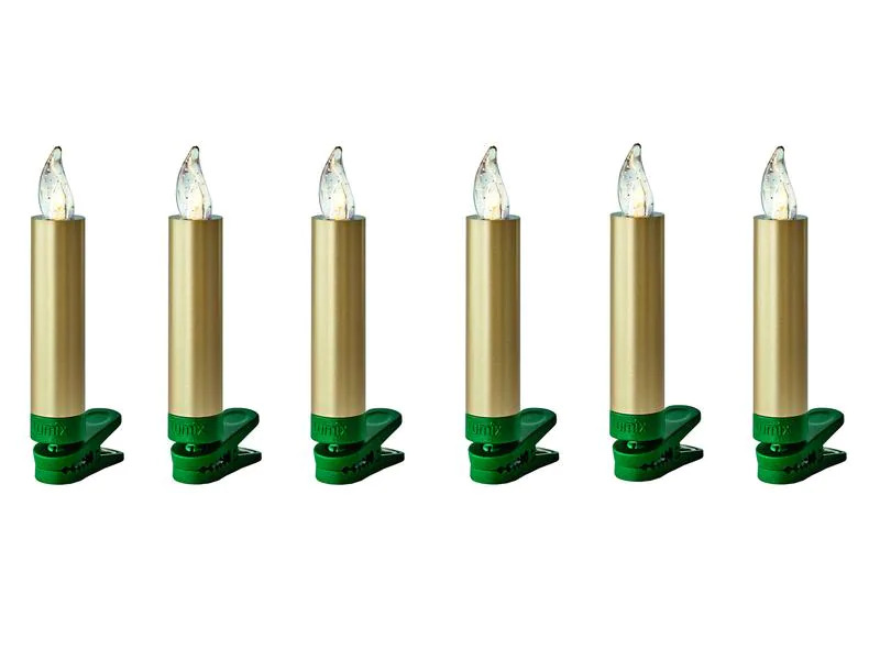 Lumix LED Baumkerze SuperLight Mini, Gold, 6er-Set