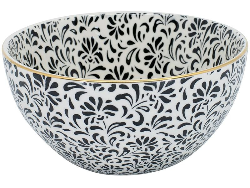Kadastar Schale Metropolitan Floral 15 cm, Schwarz/Weiss