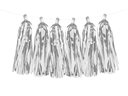 Partydeco Girlande Quasten 1.5 m, Silber, 12 Pompons