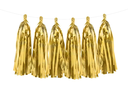 Partydeco Girlande Quasten 1.5 m, Gold, 12 Pompons