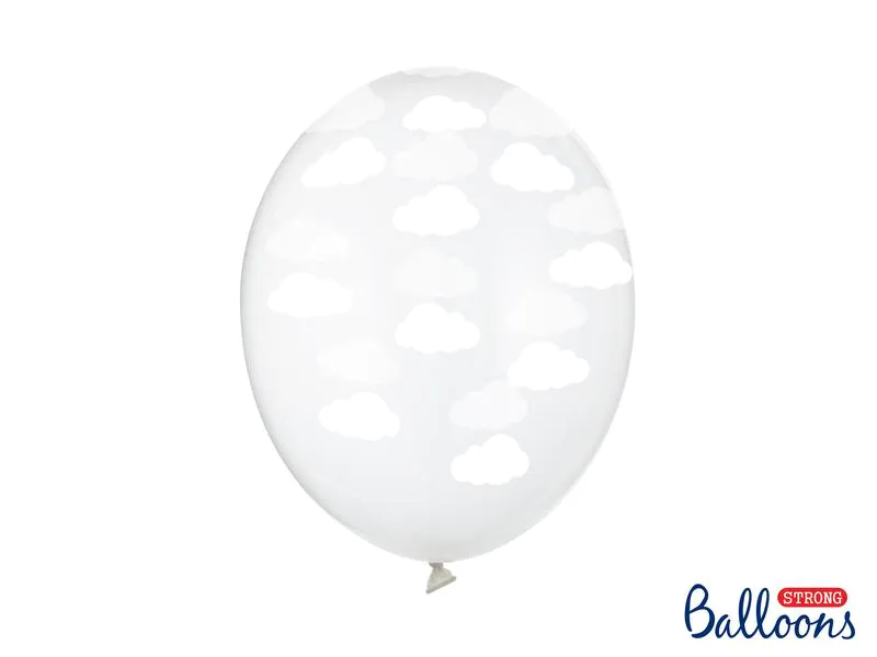 Partydeco Luftballon Wolken Transparent/Weiss Ø 30 cm, 6 Stück