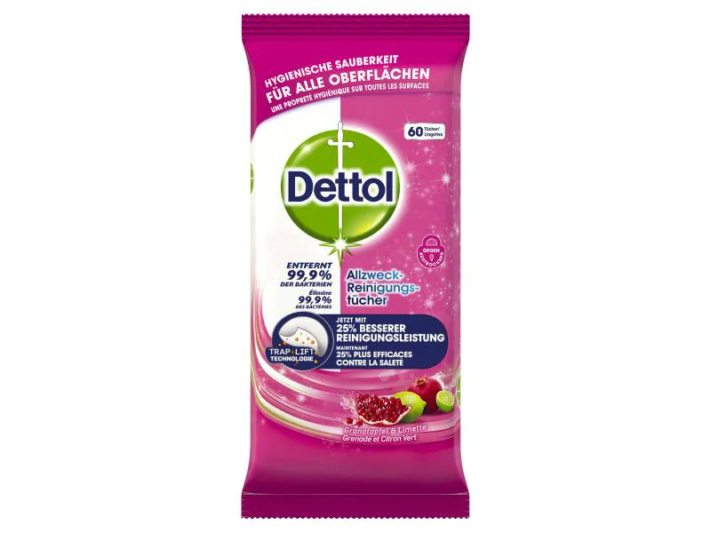 Dettol Allzweck-Reinigungstücher Granatapfel &amp; Limette 60 Stück