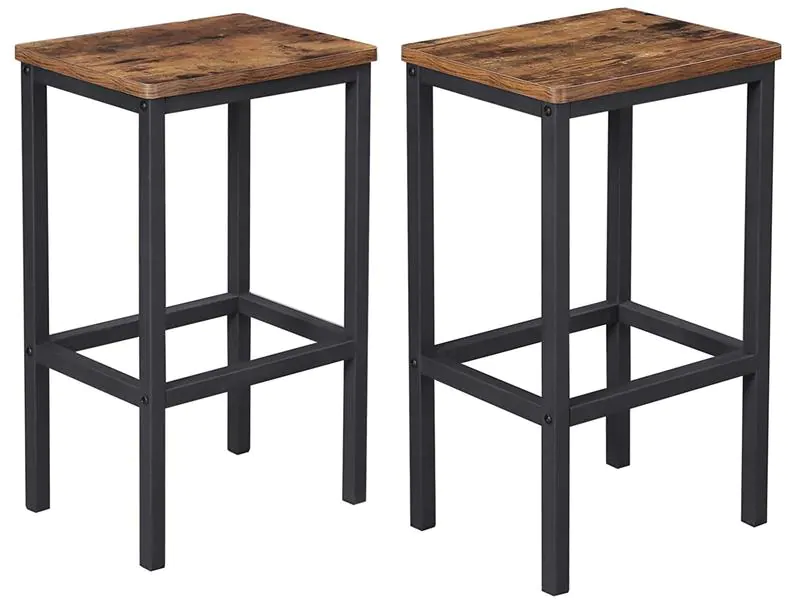 VASAGLE Barhocker eckig, 2er Set 40 x 65 cm, Braun/Schwarz