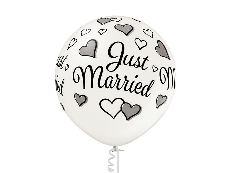 Belbal Luftballon Just Married Weiss, Ø 60 cm, 2 Stück