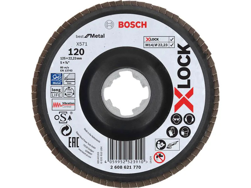 Bosch Professional Fächerschleifscheibe X-LOCK G120 X571, 125 mm