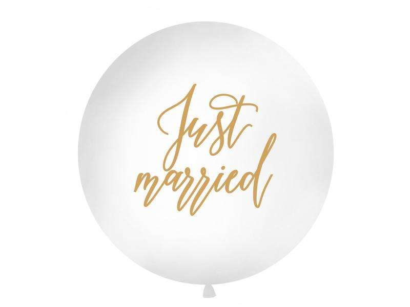 Partydeco Luftballon Just Married Ø 1 m, Weiss