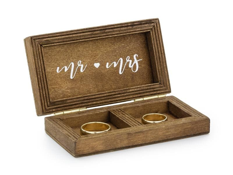 Partydeco Hochzeitsaccessoire Ring Box Hochzeit 10 x 5.5 x 2 cm, Braun