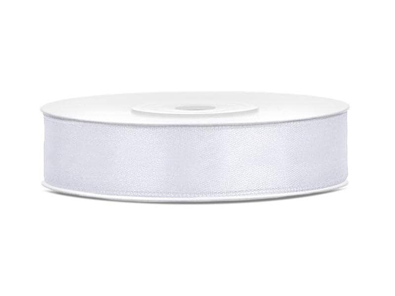 Partydeco Satinband 1.2 cm x 25 m, Weiss