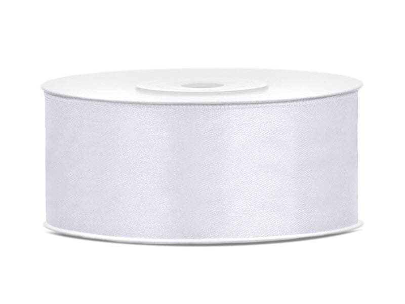 Partydeco Satinband 2.5 cm x 25 m, Weiss