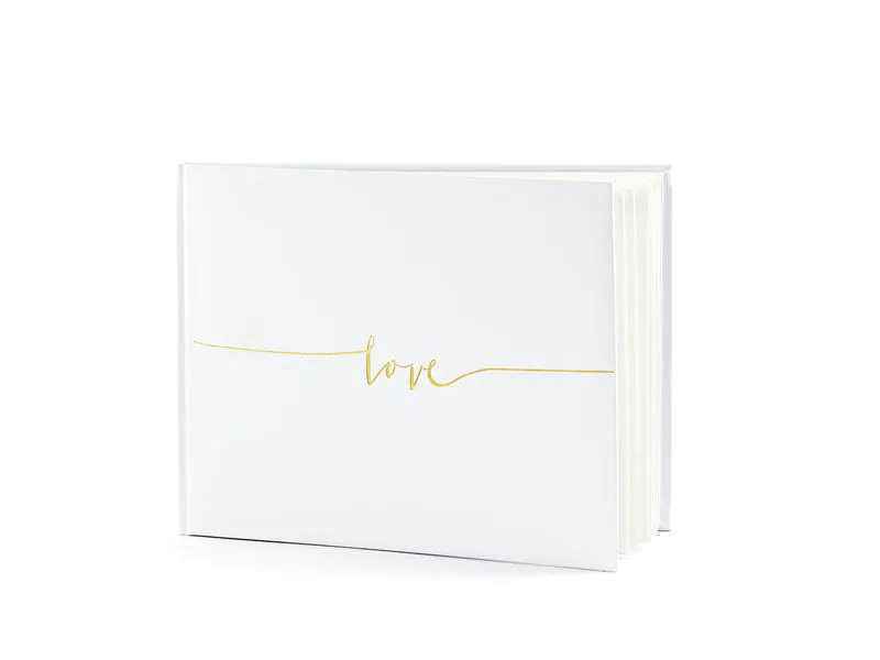 Partydeco Gästebuch Love 24 x 18.5 cm, Weiss/Gold
