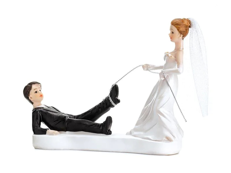 Partydeco Kuchen-Topper Figur Brautpaar Seil Weiss/Schwarz