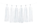 Partydeco Girlande Quasten 1.5 m, 12 Pompons, Weiss