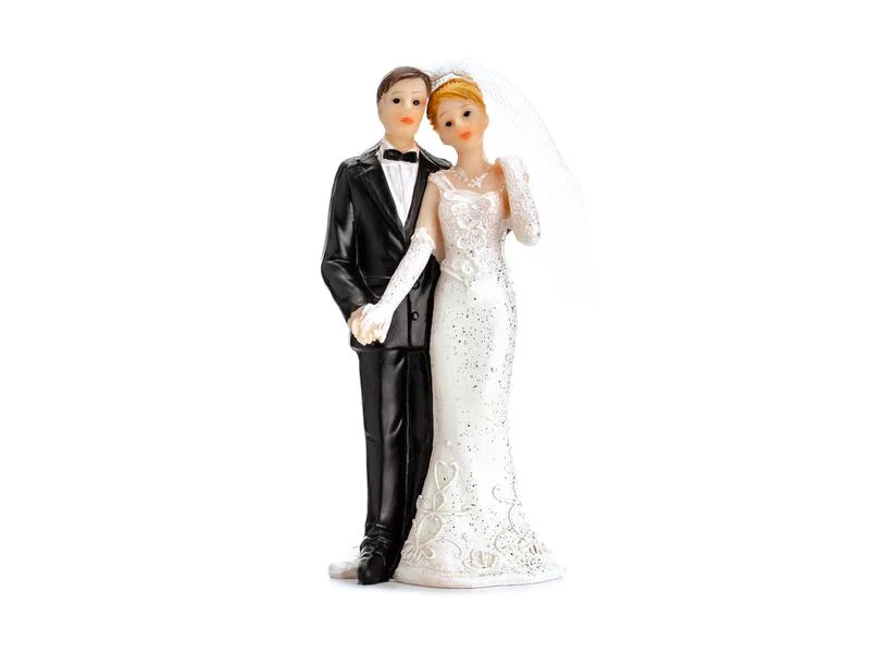 Partydeco Kuchen-Topper Figur Brautpaar Weiss/Schwarz