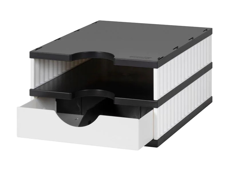 Styro Schubladenbox Styrodoc Uno Weiss/Schwarz
