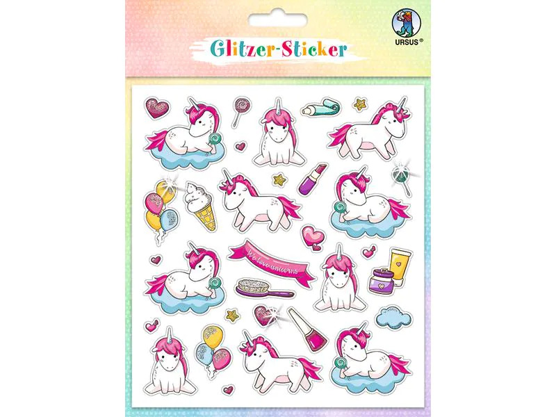 URSUS Motivsticker Glitter Fun Einhorn 4 Blatt, 151 Sticker