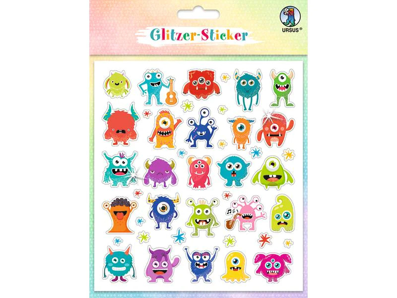 URSUS Motivsticker Glitter Fun Monster 4 Blatt, 150 Sticker