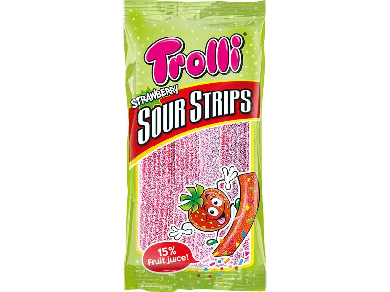 Trolli Gummibonbons Strawberry Sour Strips 85 g