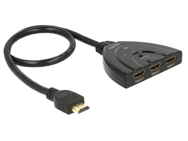 Delock Verteiler 3 Port HDMI Switch 4K/60Hz